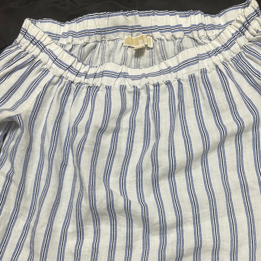 Michael Kors Blue and White Striped Top